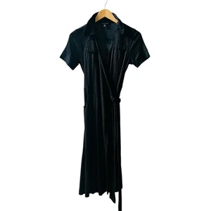 Banana Republic gepunktetes Stretch Kurzarm Wickelkleid Gr. XS schwarz weiß - Bild 1 von 8