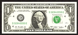 Crisp UNC 2009 1$ Cleveland Federal Reserve Note, Fort Worth printing, [C37 - Picture 1 of 2
