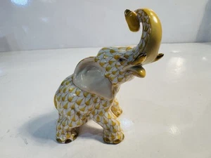 Herend Butterscotch Elefant gerollter Rüssel handbemalt mit 22k Einzelhandel 340 $ - Bild 1 von 4