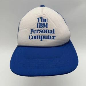 VTG 80s IBM Personal Computer Adjustable Snapback Nylon Mesh Hat Cap - Picture 1 of 7