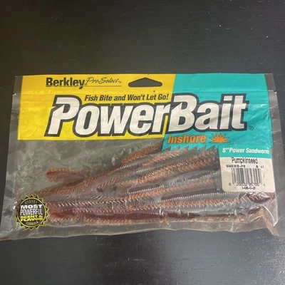 Berkeley Powerbait 8" Power Sandworm SMSW8-PS Pumpkinseed 8ct Nuevo en Paquete Foto 1 de 2