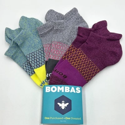 BOMBAS 3 Pairs Women's honeycomb Tri-Block Marl Ankle Socks 3 Colors Size Med - Image 1 of 3