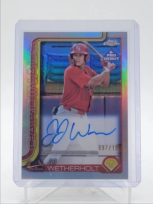 JJ WETHERHOLT 2025 TOPPS CHROME PRO DEBUT REFRACTOR AUTO /199 Q1940 - Image 1 of 2