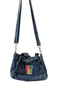 Denim Flower Power Handtasche Gänseblümchen Regenbogen Jeanstasche Y2K Retro Boho Retro  - Bild 1 von 11
