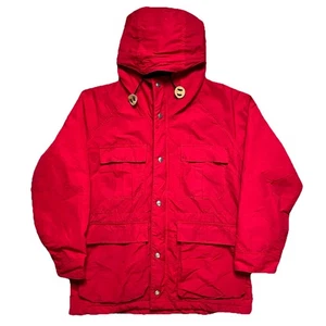 LL Bean Baxter State Parka Medium Zip Wool Flannel Vintage Jacket Womens Red 90s - Picture 1 of 10