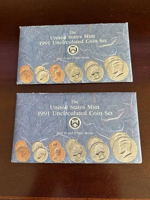 TWO (2) 1991 US Uncirculated 10 Coin Sets 1 Ea Philadelphia Denver (P & D) Mints - Image 1 of 4