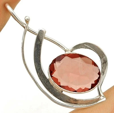 Natural 12CT Pink Amethyst 925 Solid Sterling Silver Pendant 1 3/4" Long @B4-1 - Image 1 of 2