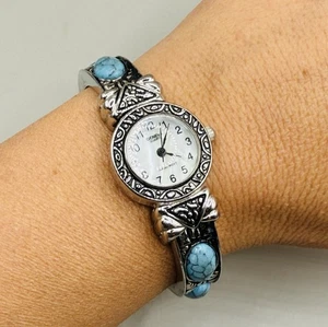 Orologio da polso vintage Ginevra sud-ovest tono argento blu turchese - Foto 1 di 4