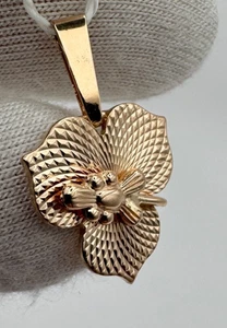Colgante de oro vintage raro diseño de flores URSS 14K 583 joyería de la era soviética 2,45 g - Imagen 1 de 10