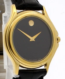 Movado Museum Gold Bezel Stainless Quartz 35mm Watch Ref: 87 E4 0863 - Picture 1 of 5