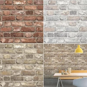 Grandeco Inhibition Vintage Brick Wallpaper Textured Realistic Feature Wall - Picture 1 of 10