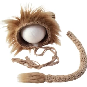 2 Pcs Baby Props Lion Hat Tail Set Newborn Photography Costumes Knitted Outfits - Zdjęcie 1 z 6