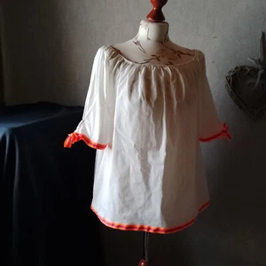 Bugatti Damen Marken Carmen Sommer- Bluse Gr.44 weiß orangener Rand - Bild 1 von 8
