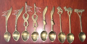 9 x Nepal Souvenir Brass Spoon - Picture 1 of 2