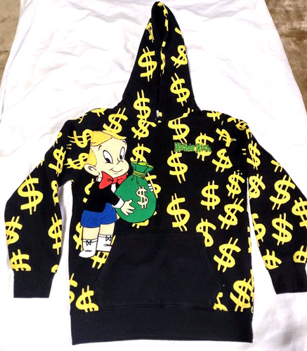 A BATHING APE (BAPE) Felpa con cappuccio Richie Rich resistente streetwear hip hop nuova senza etichette taglia L