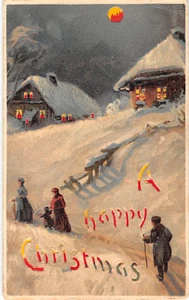 1907 Hold to Light Homes Happy Christmas post card - Picture 1 of 2