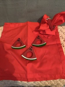 Red Napkins With Red Napkin Holder Watermelon Lot Of 4 - Imagen 1 de 6