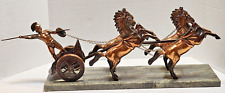 Mid Century French Copper /GRAY Marble Roman Empire Racing Chariot Circa 1950's