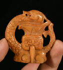 5cm Rare Chinese Old Jade Carving Dragon Beast Wineglass YuBi Amulet Pendant