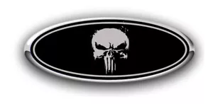 NUEVAS Calcomanías Mustang Punisher Negro/Gris Superposición Logotipo Superposición SOLAMENTE TRASERAS - Imagen 1 de 1