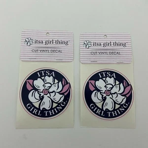 Lot Of 2 - Itsa Girl Thing Cut Vinyl Decal Window Sticker Circle 4"x4" - New - Picture 1 of 5