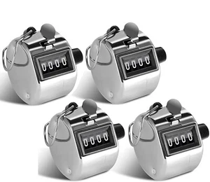4 x Hand Tally 4 Digit Counting Manual Number Counter Mechanical Click Clicker - Picture 1 of 9
