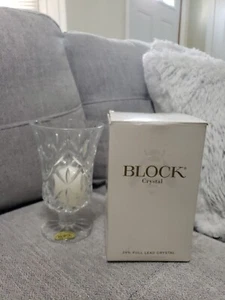 Block Crystal Olympic 7" Hurricane Lamp Candle Holder 24% Full Lead Crystal-New - Picture 1 of 1