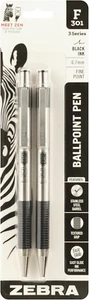 Zebra® F-301 Edelstahl Druckkugelschreiber, Feine Spitze, 0,7 mm, Schwarz - Bild 1 von 12