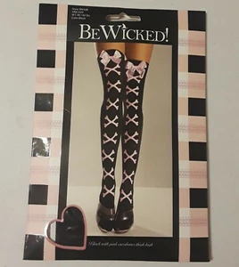 Neu Be Wicked Damen-Strümpfe rosa Knochen schwarz Einheitsgröße - Bild 1 von 3