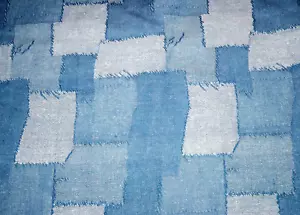 3 Yds Vintage Blue Jean Denim Cotton Denim Fabric Patchwork Stitching Fabric - Picture 1 of 2