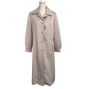 London Fog Vintage Tan Long Trench Coat Removable Lining Womens Large - Picture 1 of 10