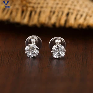 0.80 TCW Asscher Cut Labgrown Diamond Stud Earring 18k White Gold Labstone - Picture 1 of 5