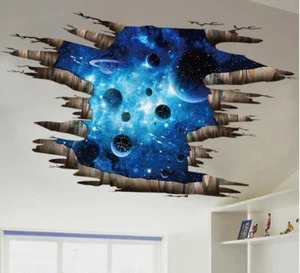 US STOCK Wall decals Sticker Ceiling Universe Galaxy Planet living room bedroom - Picture 1 of 6