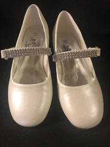 Adorable Girls Swea Pea & Lilli Heel Pearl White  Formal Shoes w/Rhinestones 12 - Picture 1 of 6