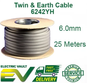 6.0mm Twin & Earth Electrical Cable wire 25 Meters 6242Y 6mm 25m - Picture 1 of 3