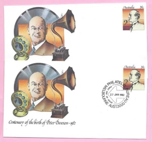 AUSTRALIA 1982 Par de PSE #046 FDC y Como Nuevo - Centenario del Nacimiento de PETER DAWSON - Imagen 1 de 2