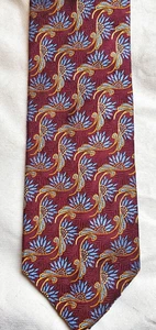 JZ Richards Silk Tie Gallery Collection  USA 100% Silk Maroon Blue Gold Floral - Picture 1 of 4