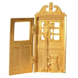 Signed JJ Jonette Cat and Dog Lover Gold Tone Vtg Brooch Jewelry Pets Kitten Pup - Picture 1 of 8