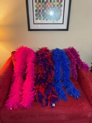 Genuine Feather Boa's Deluxe Lot of 4 Various colors & sizes Costume / Runway  - Image 1 of 4