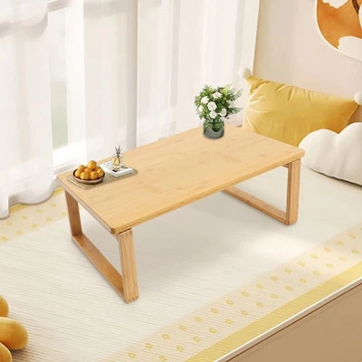 Folding Coffee Table, Log Colour Bamboo Side Table, Floor Table for Studios - Image 1 of 4