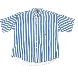 Tommy Hilfiger blau/weiß gestreiftes Kurzarmhemd mit Knopfleiste Größe XL - Bild 1 von 5