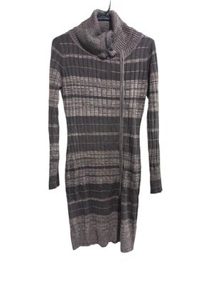 Andrew Marc Talla Pequeña Acanalado Tejido Suéter Cremallera Vestido Capucha Cuello Foto 1 de 4