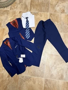 Boys slim fit tuxedo suit blue -5 Piece Set. size 6Y - Picture 1 of 3