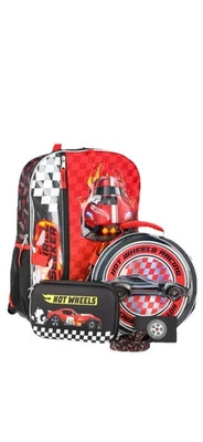 Hot Wheels Meninos 4 Peças Mochila Thrill Seeker Lancheira Conjunto 17" Preto Envio FAs - Imagem 1 de 4