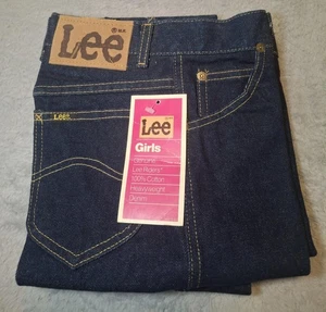 Vintage Lee Mädchen Rider Dark Denim gerades Bein Jeans Größe 12 schmal neu mit Etikett siehe Beschreibung - Bild 1 von 12
