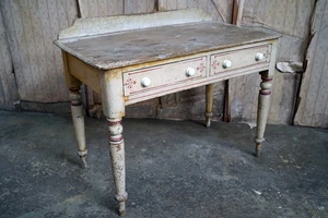 Antique Early Victorian Painted & Stencilled Pine Side Table/Washstand c.1860 - Picture 1 of 24