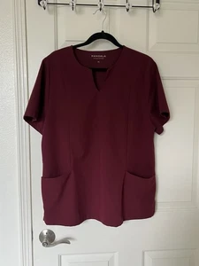 Mandala Top Notch/V Neck Scrub Top XL Burgundy/Maroon Womens - Picture 1 of 4