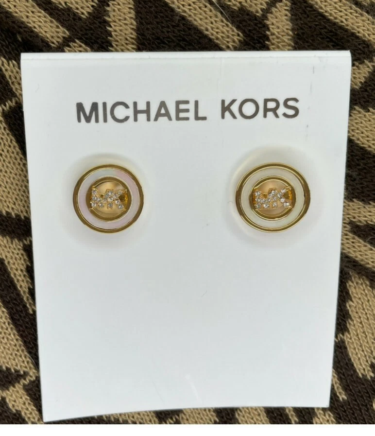 Michael Kors Studs MKJ7767710 New Mother of Pearl Yellow Gold Earrings - Image 1 of 1