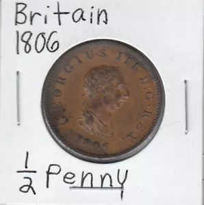 1806 Great Britain / UK King George III Copper Penny - EF - Picture 1 of 2