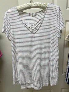 Rosa Rose T Shirt M Gestreift Kurzarm - Bild 1 von 7